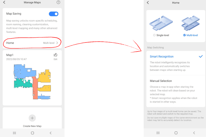 Der Roborock S7 Pro Ultra kann bis zu 4 Karten in der App speichern